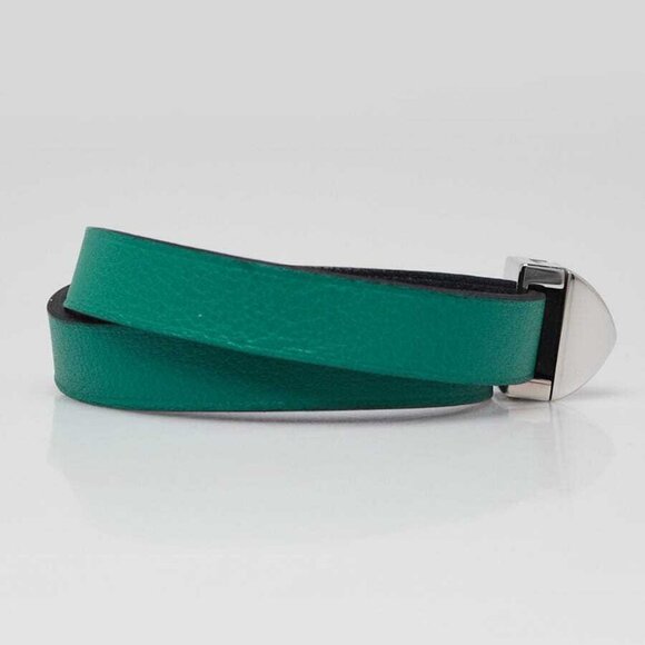 Hermes Bambou/Black Swift Leather Palladium Plated Medor Infini Double Tour - Picture 6 of 7